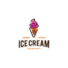 ice cream logo icon in trendy cartoon line style 
