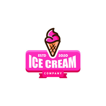Ice Cream Logo Icon In Trendy Cartoon Line Style 