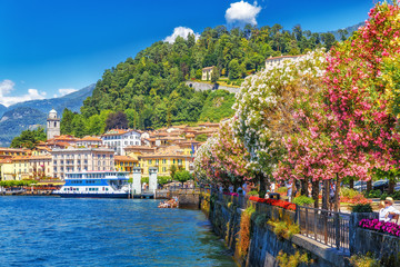 Como lake in Italy. Spectacular view on coastal town - Bellagio, Lombardy. Famous Italian...