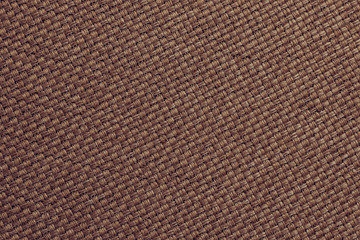 Burlap wallpaper, natural dark brown textile, fiber surface. Sackcloth texture, background.