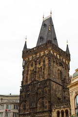 Fototapeta na wymiar Prague. 10.05.2019: Staircase to the treasury, Saint Vitus's Cathedral, Prague castle, Prague, Czech Republic. Gothic ornamental detail of roof St. Vitus Cathedral.