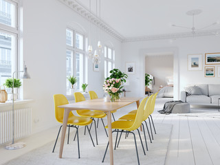 3D-Illustration. modern living room in bright new apartment 