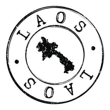 recommend clip art: Laos Map Silhouette Postal Passport Stamp Round Vector Icon Design Travel