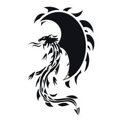 Dragon vector flat silhouette symbol