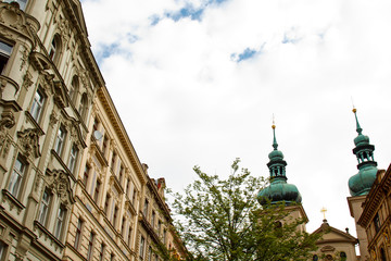 Naklejka premium Prague. 10.05.2019: Staircase to the treasury, Saint Vitus's Cathedral, Prague castle, Prague, Czech Republic. Gothic ornamental detail of roof St. Vitus Cathedral.