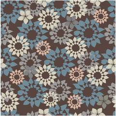 Vector abstract background flowers seamless pattern
