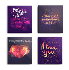 Banners Valentines Day greetings, light effects