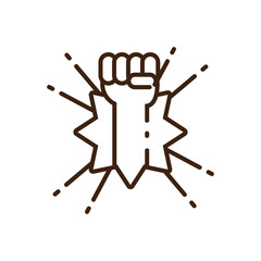 clenched fist over burst, line design