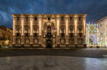 Fototapeta premium City Hall building in Baroque style, Cathedral Square, Catania, Italy