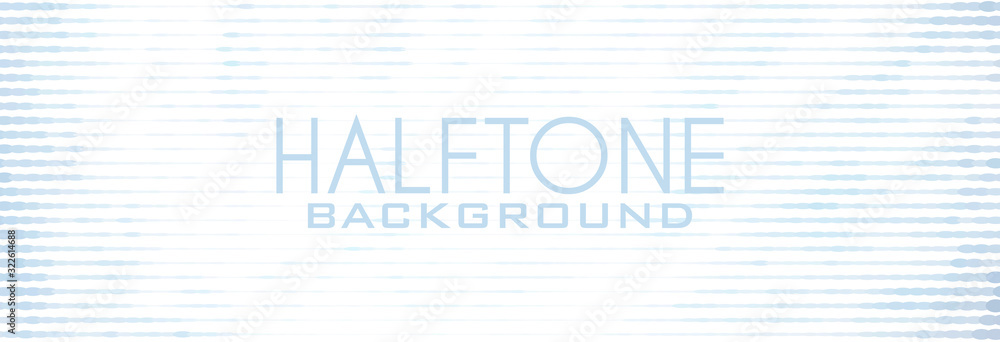 Poster Simple halftone background in blue gray dots. Wide vector pattern