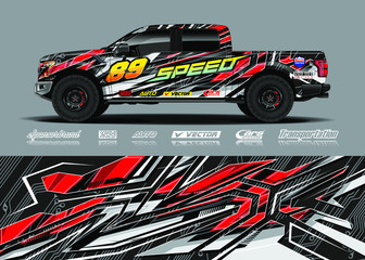 Truck wrap design vector illustration. Modern sport graphics. Abstract stripe racing and grunge background for wrap all vehicle, race car, rally, adventure vehicle and car livery.