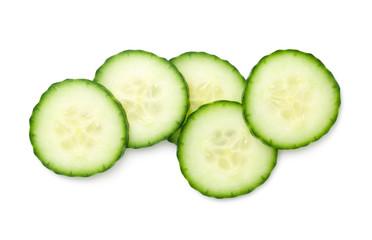 Cucumber Slices Isolated On White Background