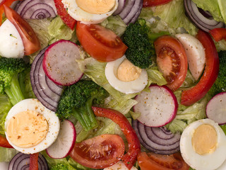 delicious fresh salad of vegetables and herbs.