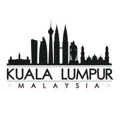 Fototapeta premium Kuala Lumpur Malaysia Silhouette. Skyline Stamp Vector City Design Landmark.