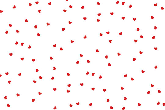 Vector background with hearts in chaotic manner. Cute design for Valentine's Day