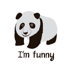 Cartoon panda with slogan I am Funny. Childish tee shirt design.