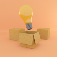 3d Light bulb in box.