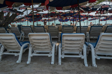 Summer beach chairs in the summer