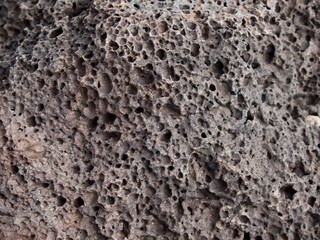 The surgace of gray-pink porous volcanic rock