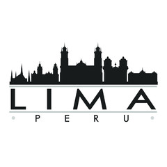 Obraz premium Lima Peru Skyline. Silhouette Design City Vector Art Landmark.
