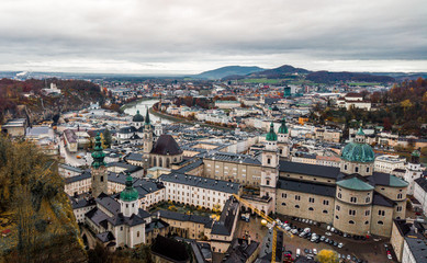 Fototapeta na wymiar Aerial view of Salzburg City