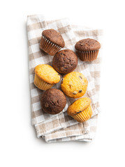 Sweet muffins. Cupcakes with chocolate.