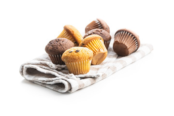 Sweet muffins. Cupcakes with chocolate.