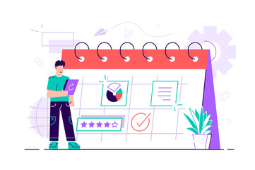 A beautiful businesswoman is planning his work