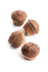 Sweet muffins. Cupcakes with chocolate.