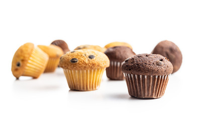 Sweet muffins. Cupcakes with chocolate.