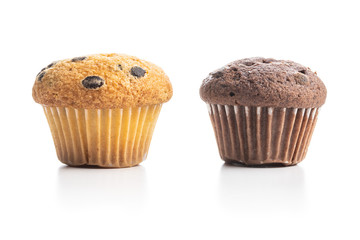 Sweet muffins. Cupcakes with chocolate.