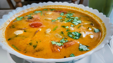 The portion of Tom Yum - famous Thai soup