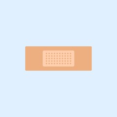 Medical patch in flat style isolated on blue background. Antiseptic protective agent. Sign vector stock illustration.