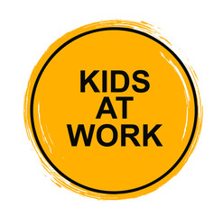 Yellow kids at work sign. vector icon