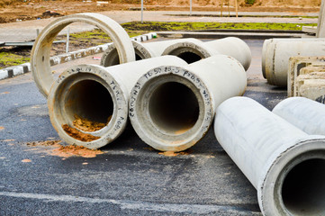 Large concrete stone cement sewer plumbing pipes of large diameter for the industrial construction...
