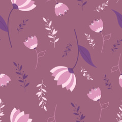 Seamless vector floral pattern in trendy color