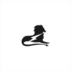 Electricity Lion logo Icon template design in Vector illustration. Black Logo And White Backround 