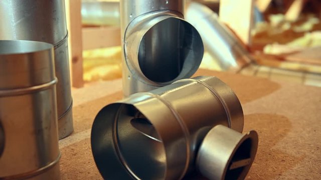 Heating and Cooling Industry. Air Ventilation System Parts Ready For Assembly. 