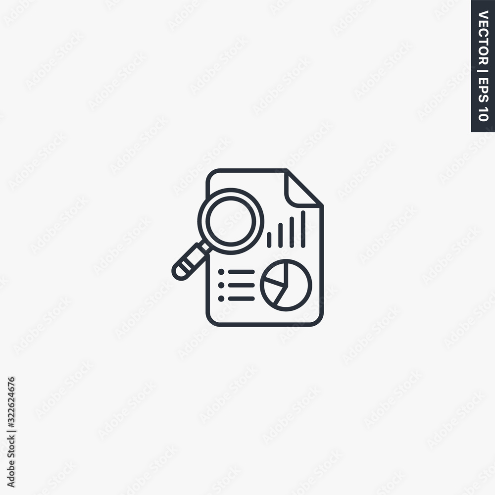 Poster analysis statistics, linear style sign for mobile concept and web design