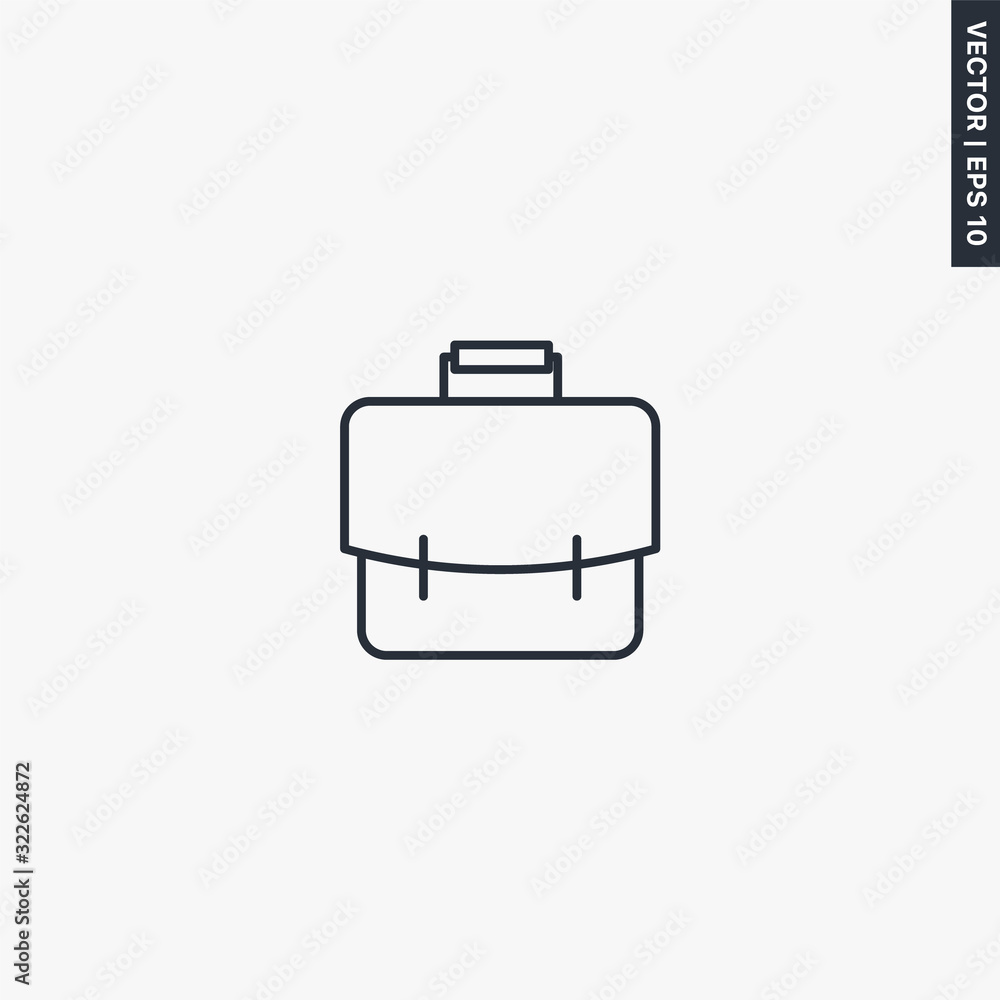 Poster briefcase, linear style sign for mobile concept and web design