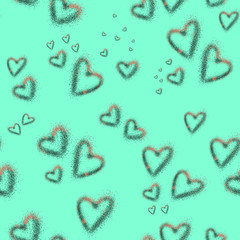 Love symbol illustrations on turquoise background.