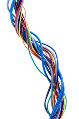 Swirl of electric cable and wire isolated on white background