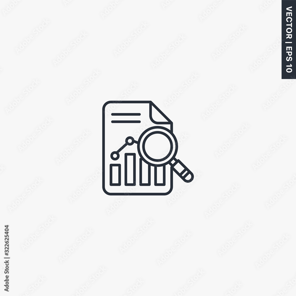Poster chart analysis, linear style sign for mobile concept and web design