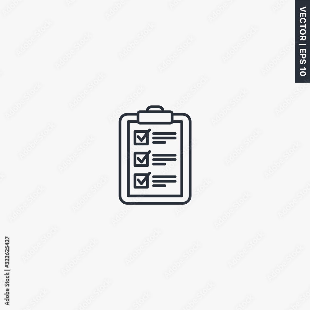 Poster checklist, linear style sign for mobile concept and web design