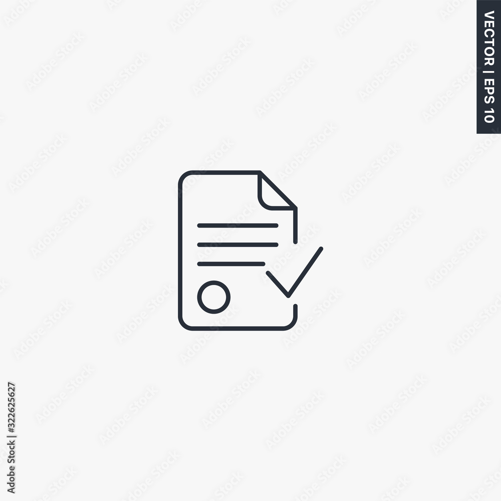 Poster contract, linear style sign for mobile concept and web design