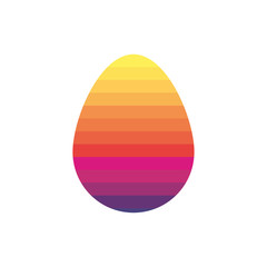 easter egg painted with stripes flat style