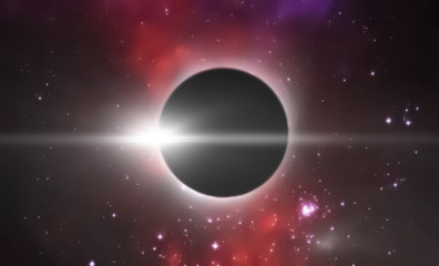 the total solar eclipse, view from outer space with stars of galaxy background . elements of this image furnished by nasa