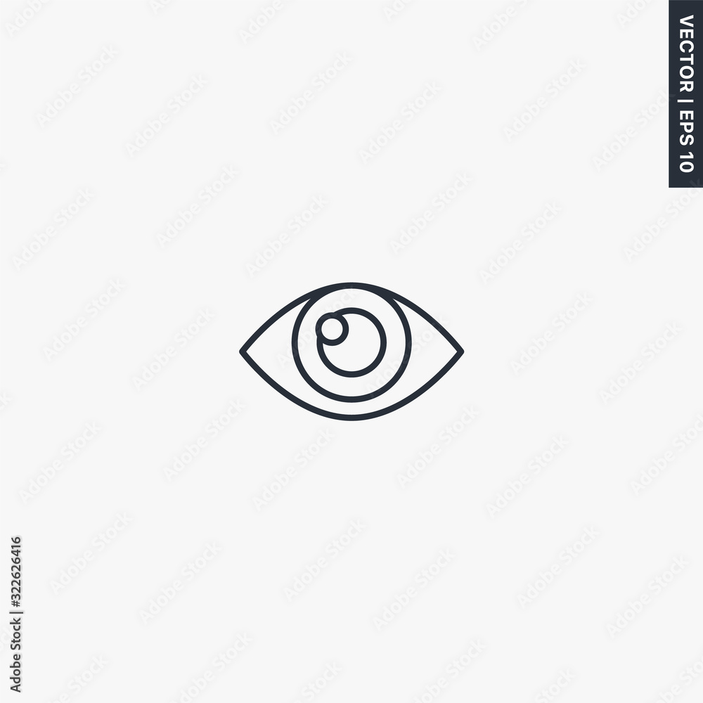 Poster eye, linear style sign for mobile concept and web design