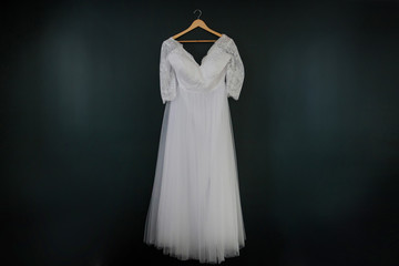 isolated shot of beautiful white wedding dress