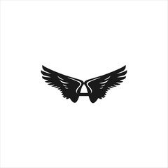 Letter A Angel logo Icon template design in Vector illustration. Black Logo And White Backround 